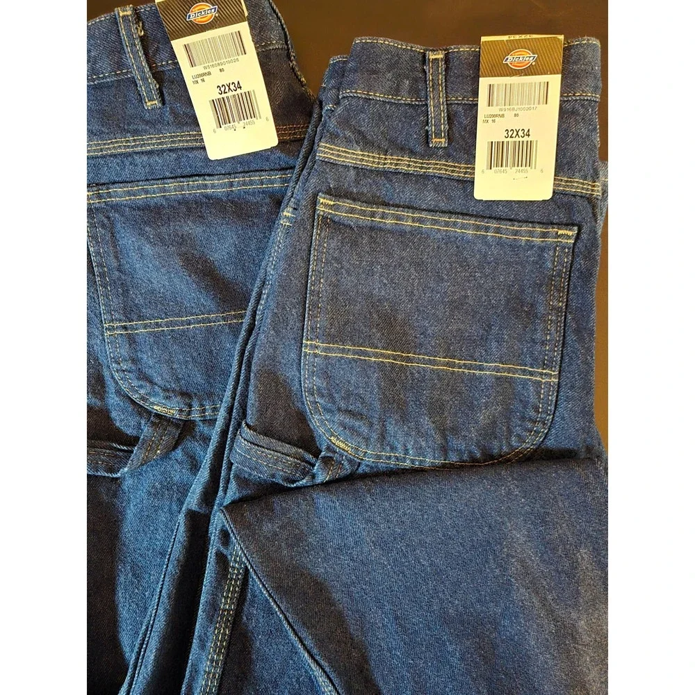 Dickies NEW Mens 32×34  Relaxed Fit Carpenter Jeans (2 pair) Indigo Blue Denim